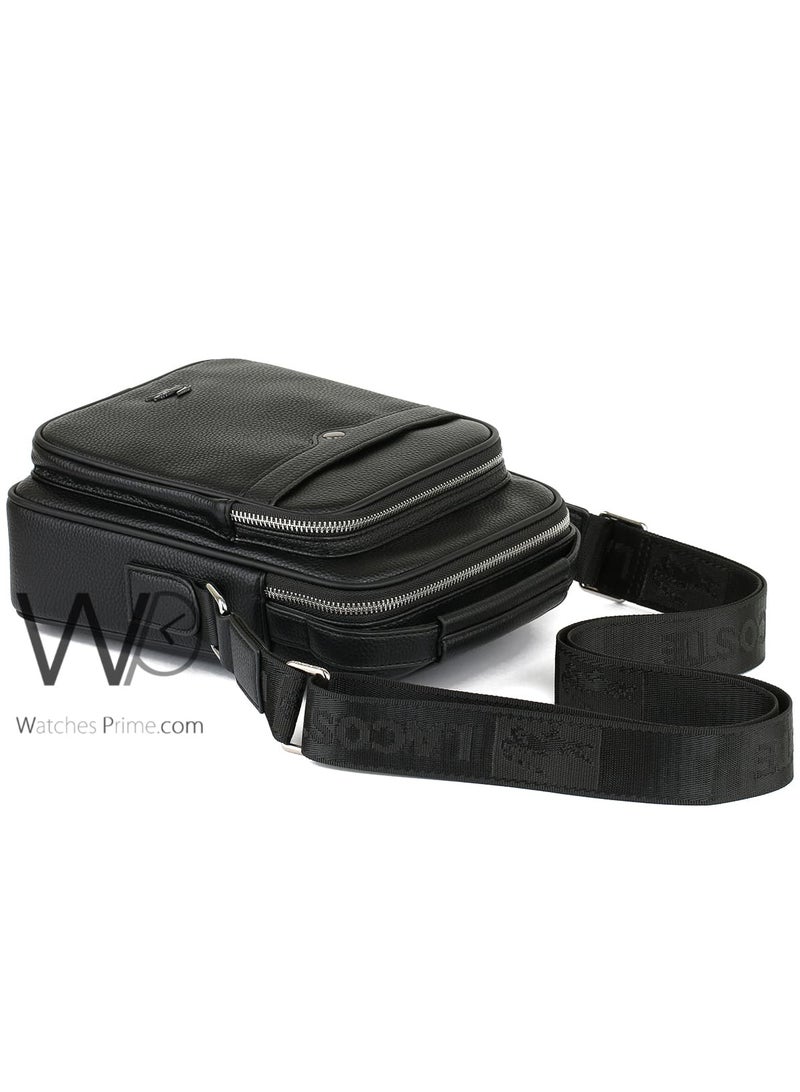 Lacoste Crossbody Shoulder Messenger Black Leather Bag