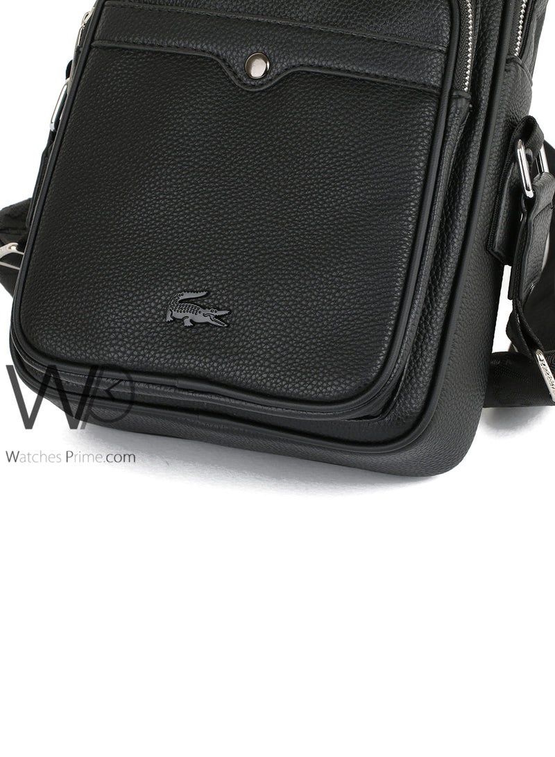 Lacoste Crossbody Shoulder Messenger Black Leather Bag