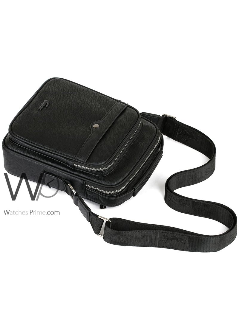 Lacoste Crossbody Shoulder Messenger Black Leather Bag