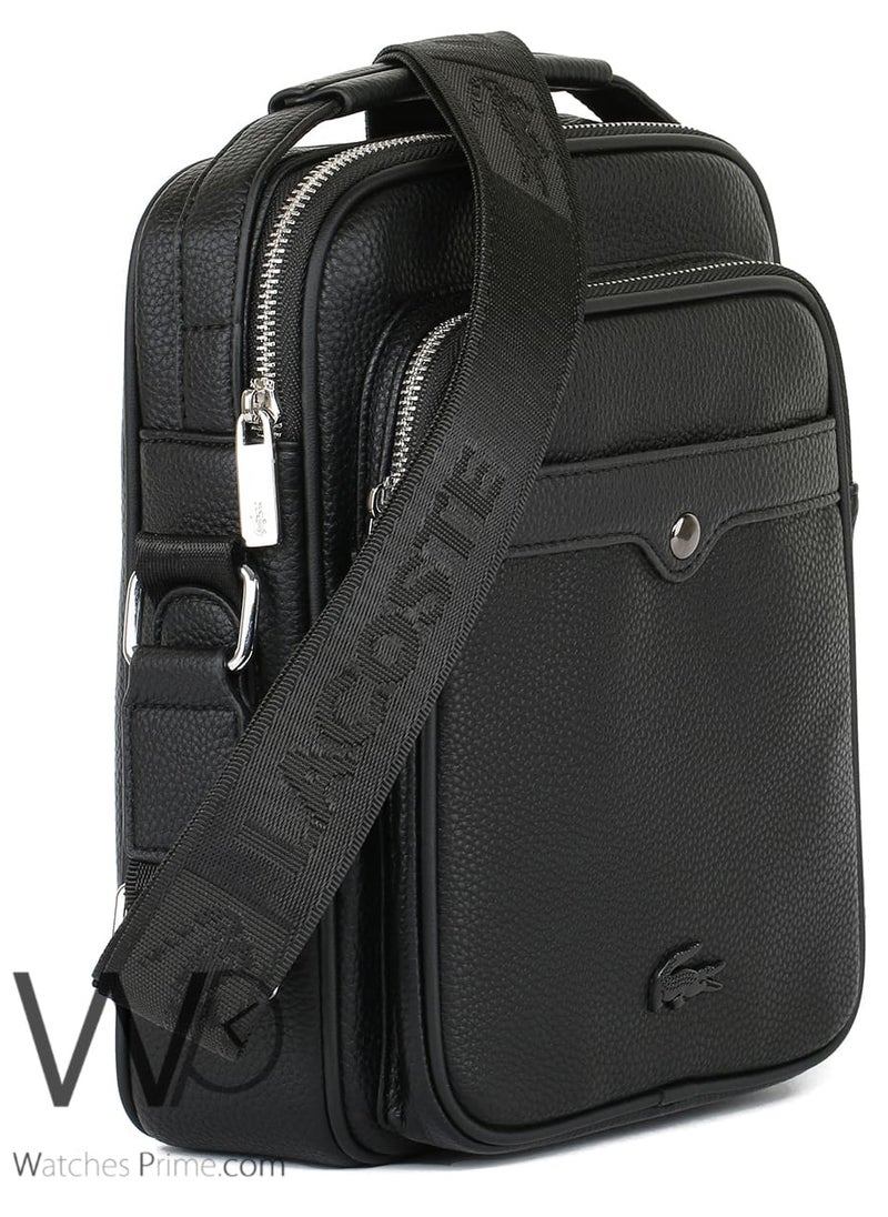 LACOSTE Lacoste Crossbody Shoulder Messenger Black Leather Bag  - Image 5