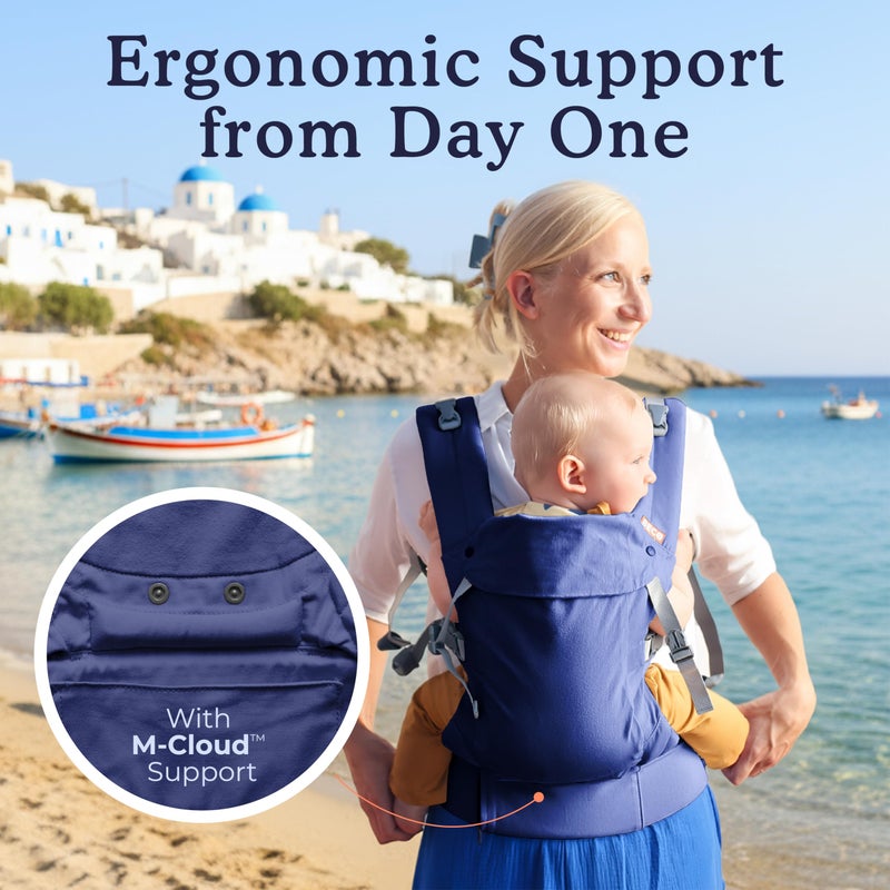 Beco Gemini 2.0 Baby Carrier Newborn to Toddler with M-Cloudâ„¢ Support - 4-Position Ergonomic Baby Carriers, Certified Hip-Healthy Newborn Carrier, Fully Adjustable to Fit All Parents (7â€“35 lbs) - Blue - Image 2