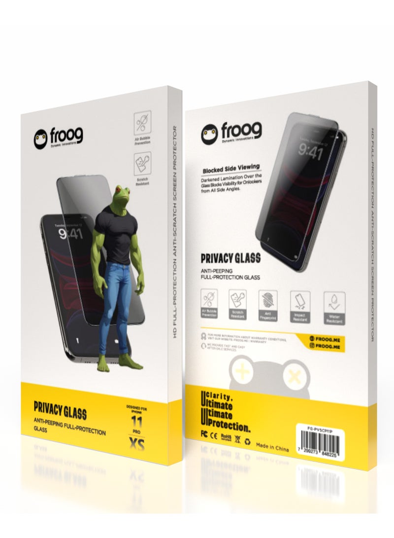froog iPhone 11 Pro and iPhone XS Privacy Screen Protector /Anti Fingerprint/ Water Resistant / Scratch Resistant / Tempered Glass Anti-Peeping /Blocked Side Viewing / Full Protection - Black - Image 3
