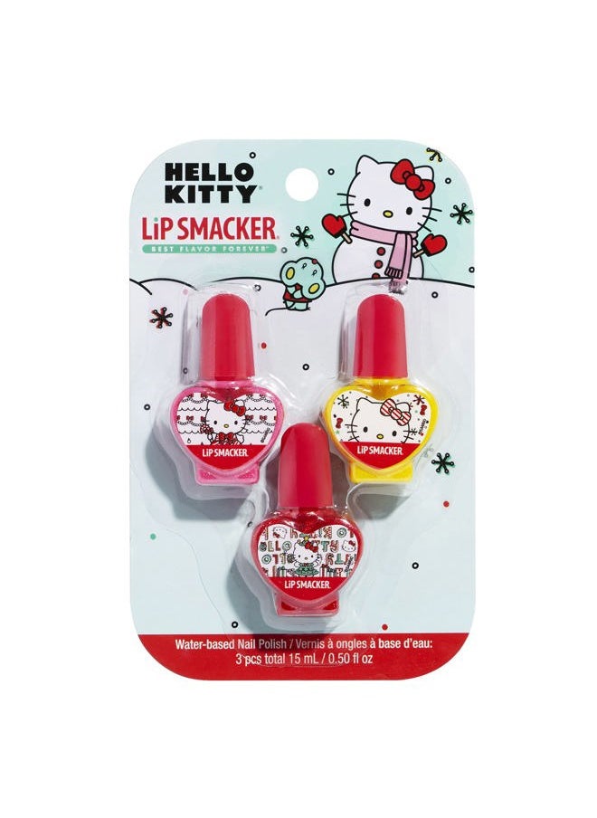 Lip Smacker - Nail Polish, 3 Moisturizing, Smoothing Soft Shine, Hydrating & Protecting Fun Flavors, Cruelty-Free & Vegan - Holiday Hello Kitty - Image 1