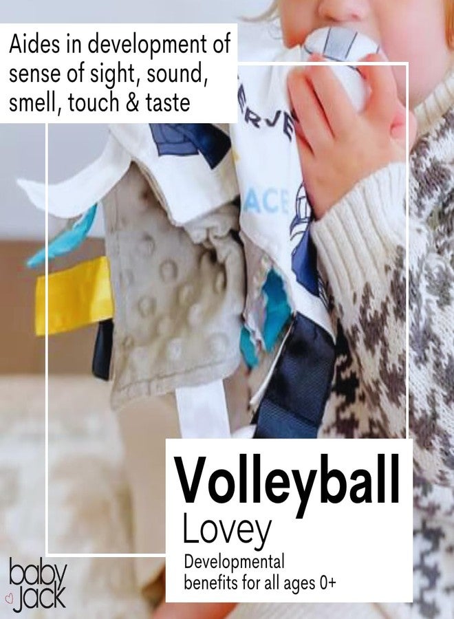 The Learning Lovey Baby Jack & Co 10x10 Volleyball Sports Sensory Plush Blanket - Tag Toys for Babies - Learn Shapes, Letters & Colors - Perfect Baby Toy & Stroller Clip - Image 3
