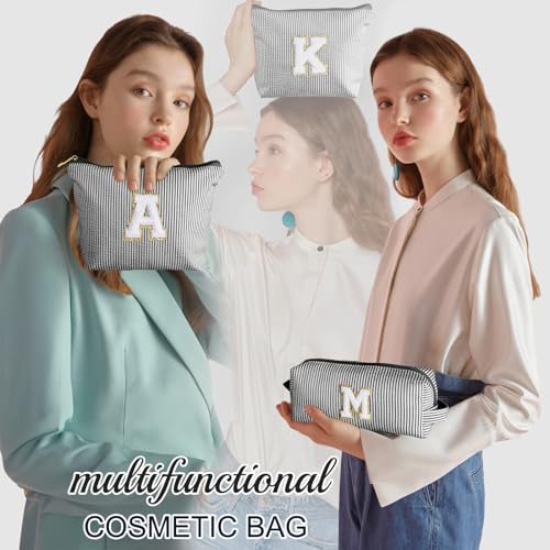 YOOLIFE Gifts for Teen Girls - Personalized Initial Cosmetic Makeup Pouch | Travel Bag | Black - Image 2