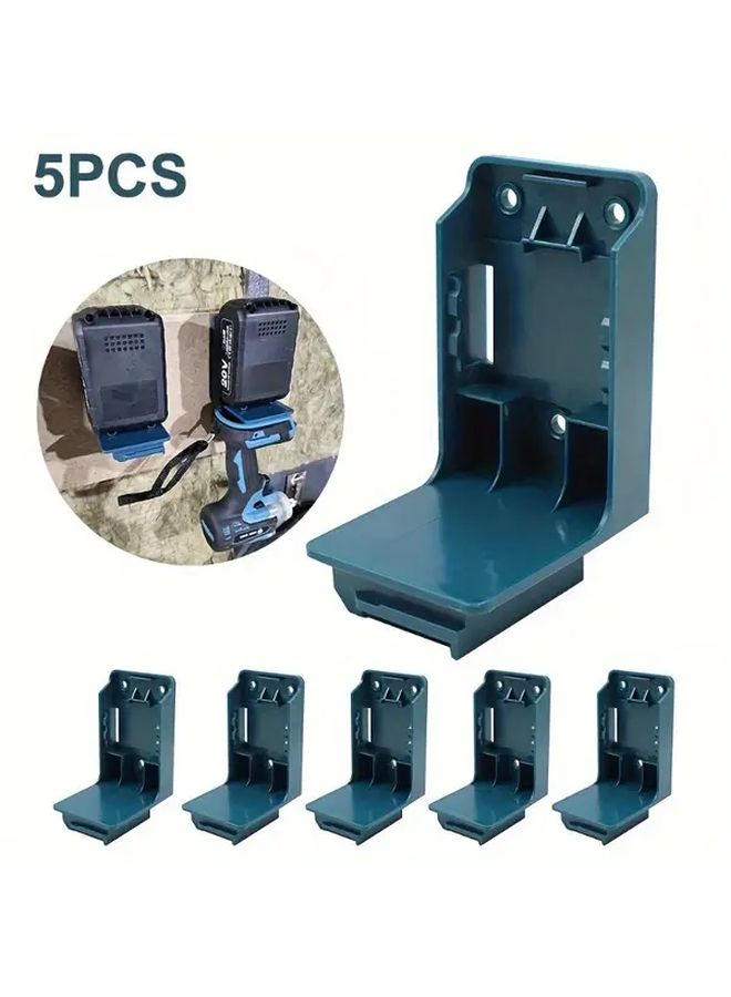 Set Of 5 Dual Purpose Battery Mounts For Power Tools Storage With Assembly Screws - Image 1