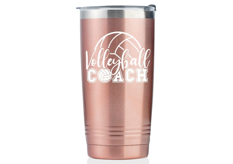 Onebttl Volleyball Coach Gift Funny Gift Idea for Appreciation Christmas Birthday 20oz Stainless Steel Insulated Travel Mug  RoseGold