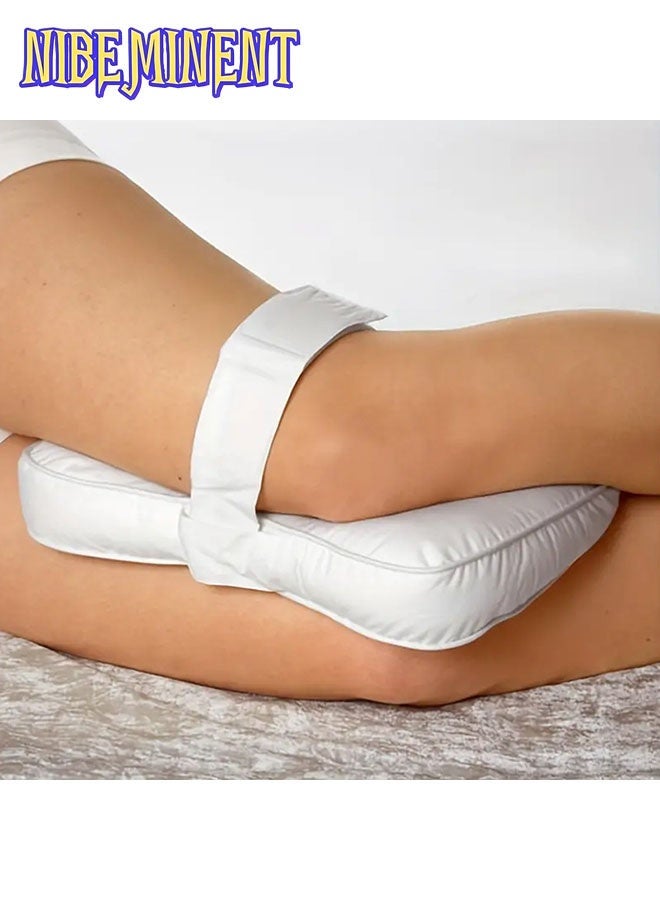 NIBEMINENT Ergonomic Knee Pillow for Side & Back Sleepers - Between Leg & Under Knee Support Pillow with Polyester, Machine Washable, White - Spinal Alignment & Pressure for Better Sleep, Side Sleeper Pillow, Contoured Design, Soft Fabric, Healthconscious Users  - Image 1
