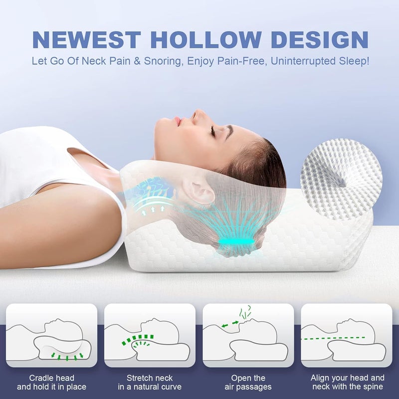 Famedio Famedio Adjustable Cervical Pillow for Neck Pain Relief, Hollow Bed Memory Foam Plus Support, Odorless Orthopedic Bed Pillows for Sleeping, Shoulder Pillow for Side Back Stomach Sleeper  - Image 2