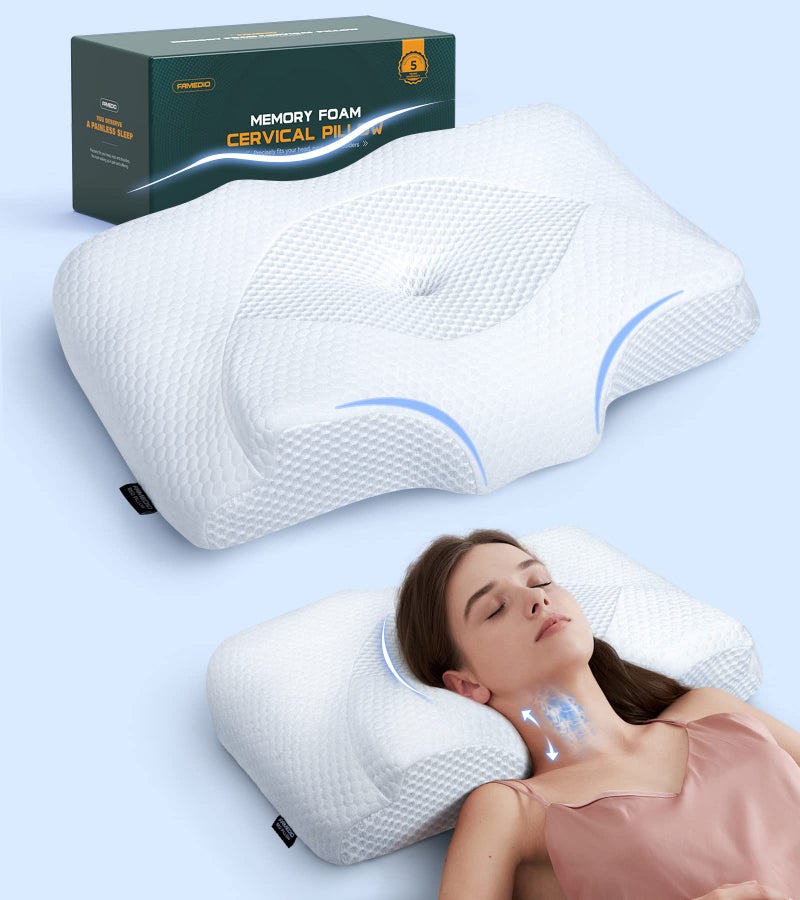 Famedio Famedio Adjustable Cervical Pillow for Neck Pain Relief, Hollow Bed Memory Foam Plus Support, Odorless Orthopedic Bed Pillows for Sleeping, Shoulder Pillow for Side Back Stomach Sleeper  - Image 1