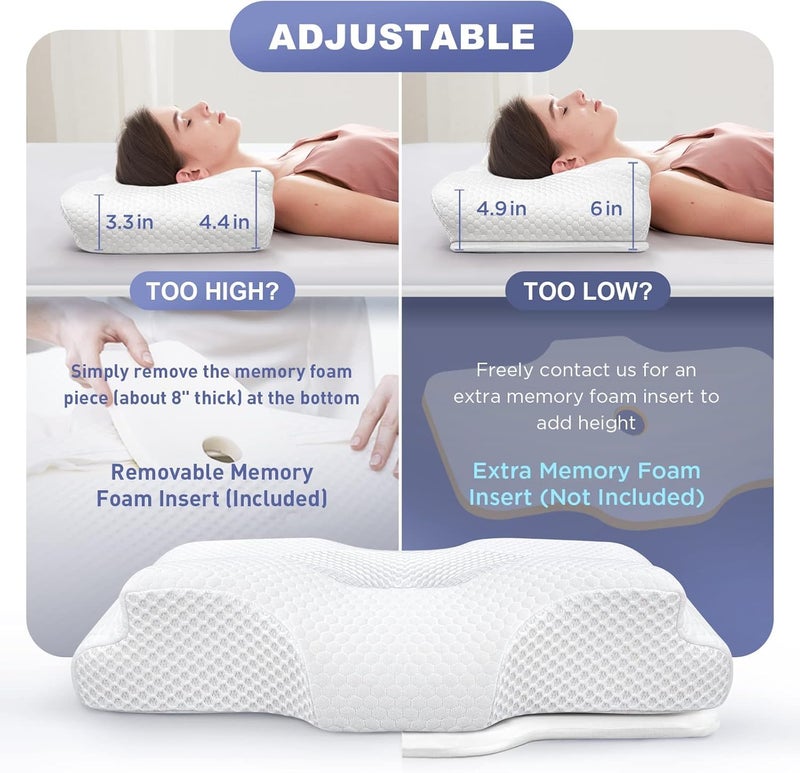 Famedio Famedio Adjustable Cervical Pillow for Neck Pain Relief, Hollow Bed Memory Foam Plus Support, Odorless Orthopedic Bed Pillows for Sleeping, Shoulder Pillow for Side Back Stomach Sleeper  - Image 4