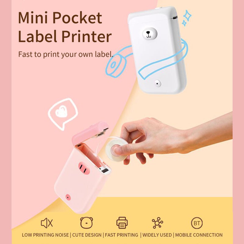 Label Printer: 1000mAh Rechargeable Battery, 203DPI Resolution - Inkless Pocket Printer, BT Connectivity, Auto Size Recognition Mini Printer for Home Storage, Office, Study, Journal Making - Image 2