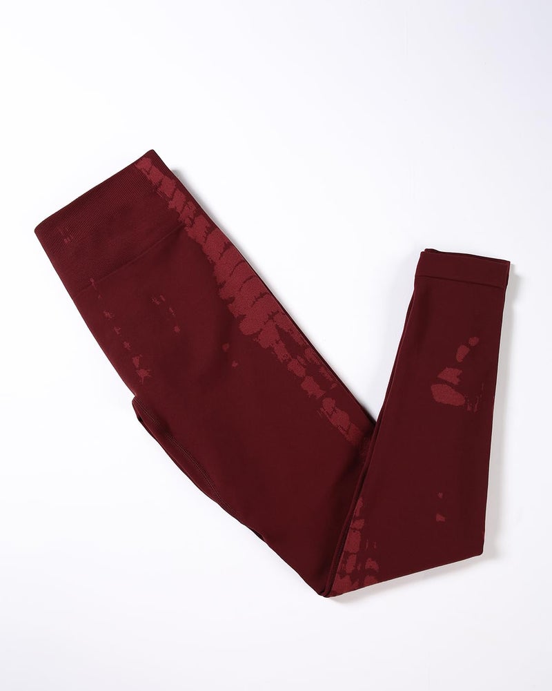 AUROLA Serpent Snake Seamless Scrunch Workout Leggings for Women,Girls Squat Proof Ribbed Thick Active Gym Pants,Burgundy,XL - Image 5