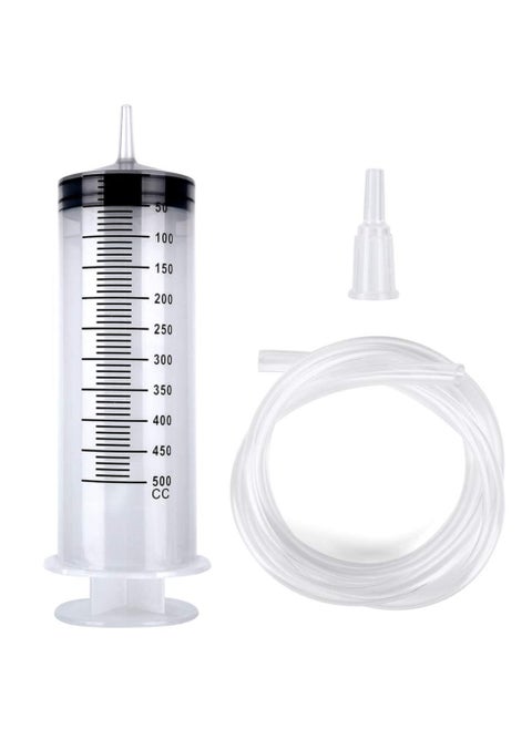 500ml Plastic Syringe with Tube - Extra Large, Individually Sealed, Safe for Industrial Use, Science Labs, Watering, Glue Dispensing & Horse Feeding