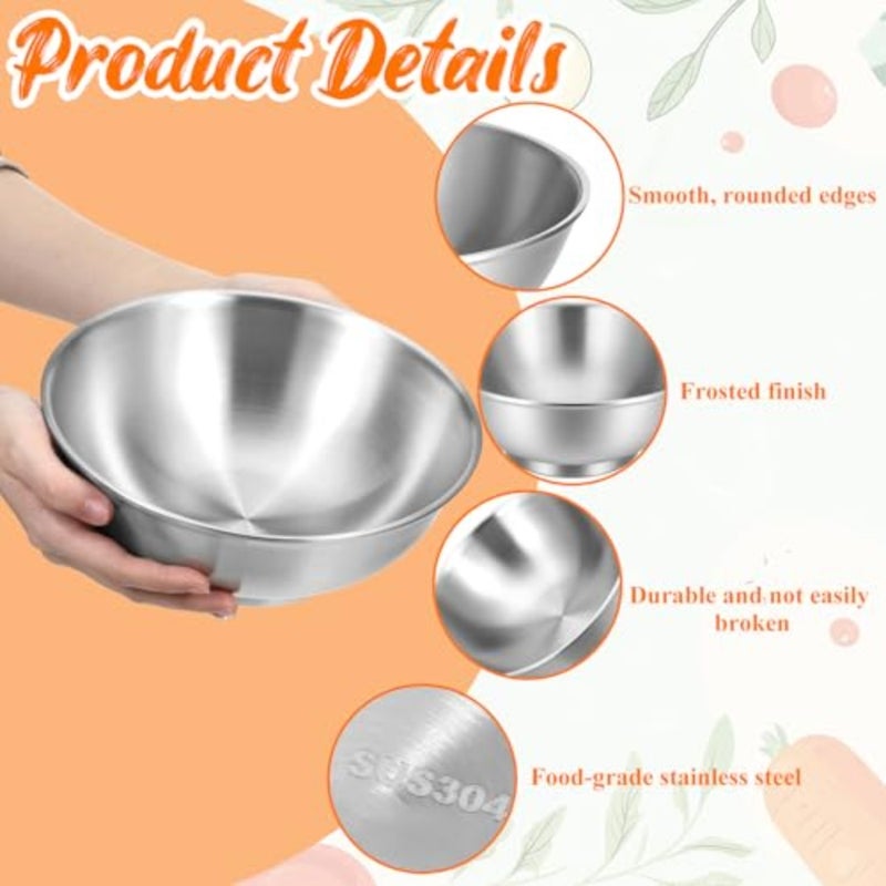 2 Pcs Large Soup Bowls 56 Oz Salad Bowl, Brushed SUS304 Stainless Steel Bowls, Large Double Walled Insulated Ramen Bowl, Silver Soup Noodle ServingBowl for Pasta Fruit Ice Cream Dishwasher Safe - Image 3
