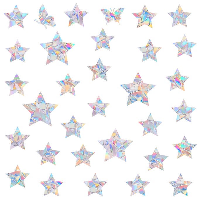 36 PIECES STAR WINDOW DECALS FOR BIRD STRIKE PREVENTION REUSABLE RAINBOW SUNCATCHER CLINGS TO SAVE BIRDS NONADHESIVE ANTICOLLISION STICKERS EASY REMOVE NO RESIDUE