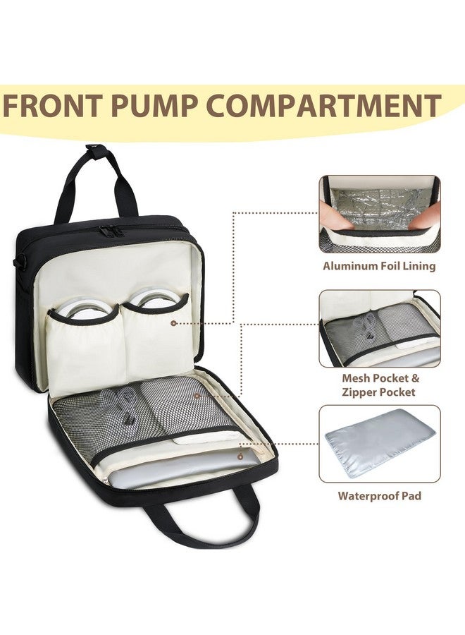 Mancro Mancro Breastmilk Cooler Bag for Travel Fits Baby Bottles Up to 9Oz, Breast Pump Bag with Cooler Compatible with Momcozy/Medela/Elvie/Willow Breast Pump and Waterproof Mat, Black - Image 2