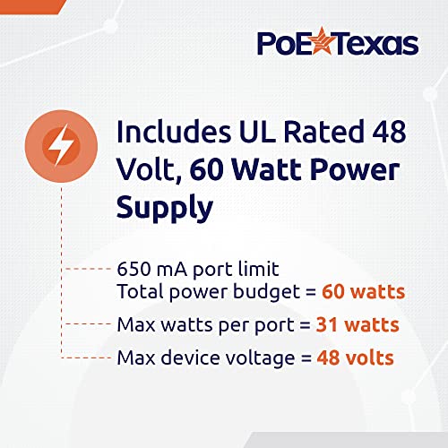 PoE Texas 8 Port Injector - 10/100 Passive Power Over Ethernet With 48V 60W UL Power Supply - 802.3af for VoIP Phones, WiFi Access Points, IP Cameras - Add to A Non-PoE Switch - Image 4