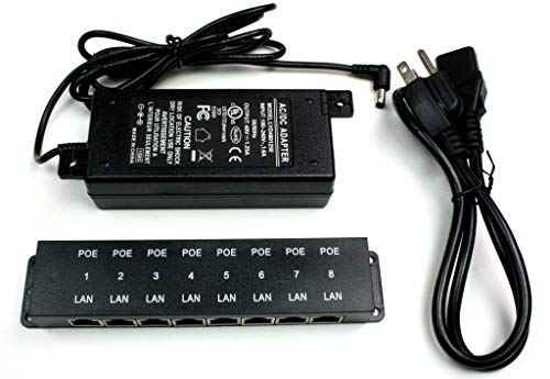 PoE Texas 8 Port Injector - 10/100 Passive Power Over Ethernet With 48V 60W UL Power Supply - 802.3af for VoIP Phones, WiFi Access Points, IP Cameras - Add to A Non-PoE Switch - Image 1