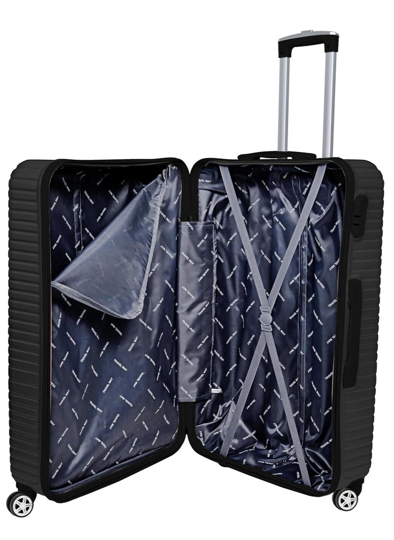 TRAVEL WAY - TrekKit Lightweight 24 inch Checked Suitcase Luggage for 20 kg - Hardshell Suitcase Spinner Luggage for Travel | ABS Luggage with 4 Spinner Wheels (Shine Black, 24 Inches (61 cm)) - Image 1