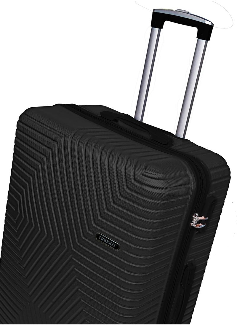 TRAVEL WAY - TrekKit Lightweight 24 inch Checked Suitcase Luggage for 20 kg - Hardshell Suitcase Spinner Luggage for Travel | ABS Luggage with 4 Spinner Wheels (Shine Black, 24 Inches (61 cm)) - Image 1
