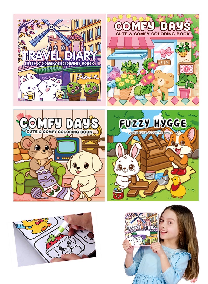 روعة 4pcs كتب التلوين للأطفال الأطفال الكبار متعة كتاب التلوين الإغاثة من الإجهاد هدية مثالية - Image 1