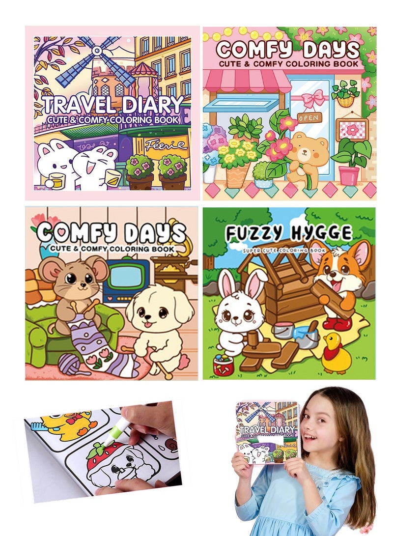 Splendors 4pcs Coloring Books For Kids Children Adult Fun Coloring Book Stress Relief Perfect Gift - Image 1