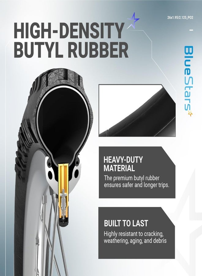 BlueStars 2 Packs Bike Inner Tubes for 26 X 1.75/1.95/2.10/2.125in Bicycle Tires with Schrader Valve - Thick Butyl Rubber Tubes for Mountain, Trail, Cruisers, MTB, Gravel, Enduro, Downhill, City Bikes - Image 4