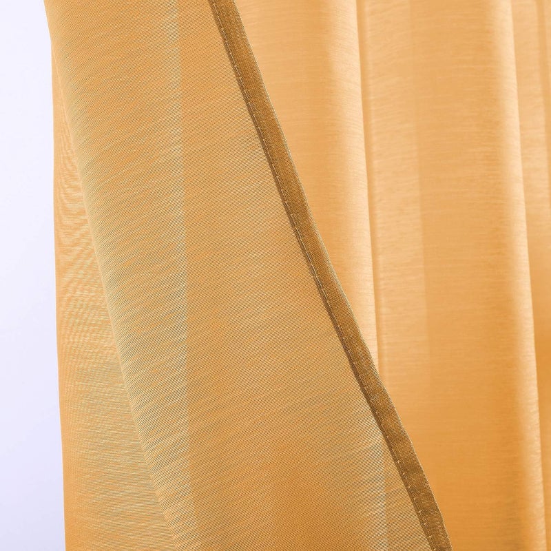 DONREN Gold Yellow Textured Sheer Curtains 96 Inches Long for Living Room Luxury Look Bedroom Grommet Voile Drapes 2 Panels - Image 5