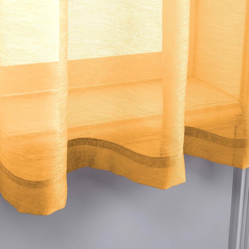 DONREN Gold Yellow Textured Sheer Curtains 96 Inches Long for Living Room Luxury Look Bedroom Grommet Voile Drapes 2 Panels - Image 4