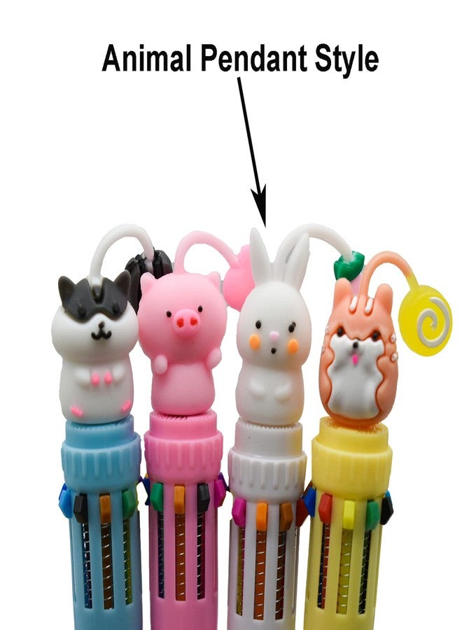 مايداهوي مجموعة أقلام مايداهوي 8 قطع، 10 في 1، أقلام حبر جاف متعددة الألوان قابلة للسحب، 10 ألوان، أقلام بتصميم حيوانات كرتونية (أرنب، خنزير، هامستر، قطة) للمدرسة والمنزل والمكتب - Image 3