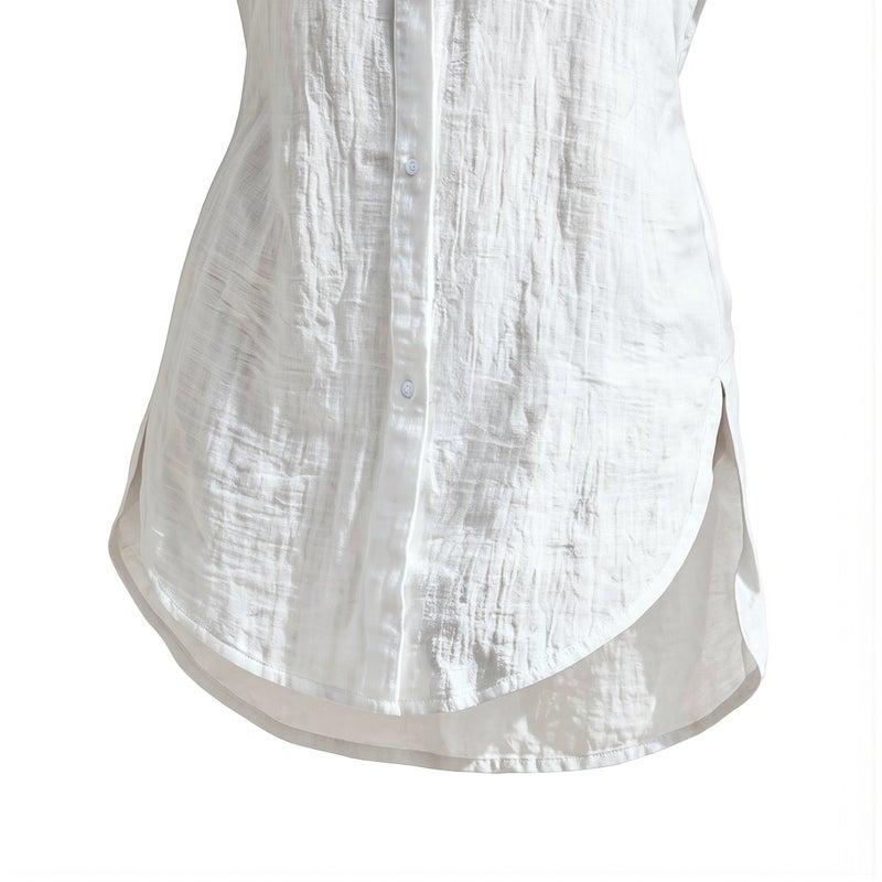 Women Linen Button Down Shirt Long Sleeve Oversized Tunic Beach Cover Up S - Image 5