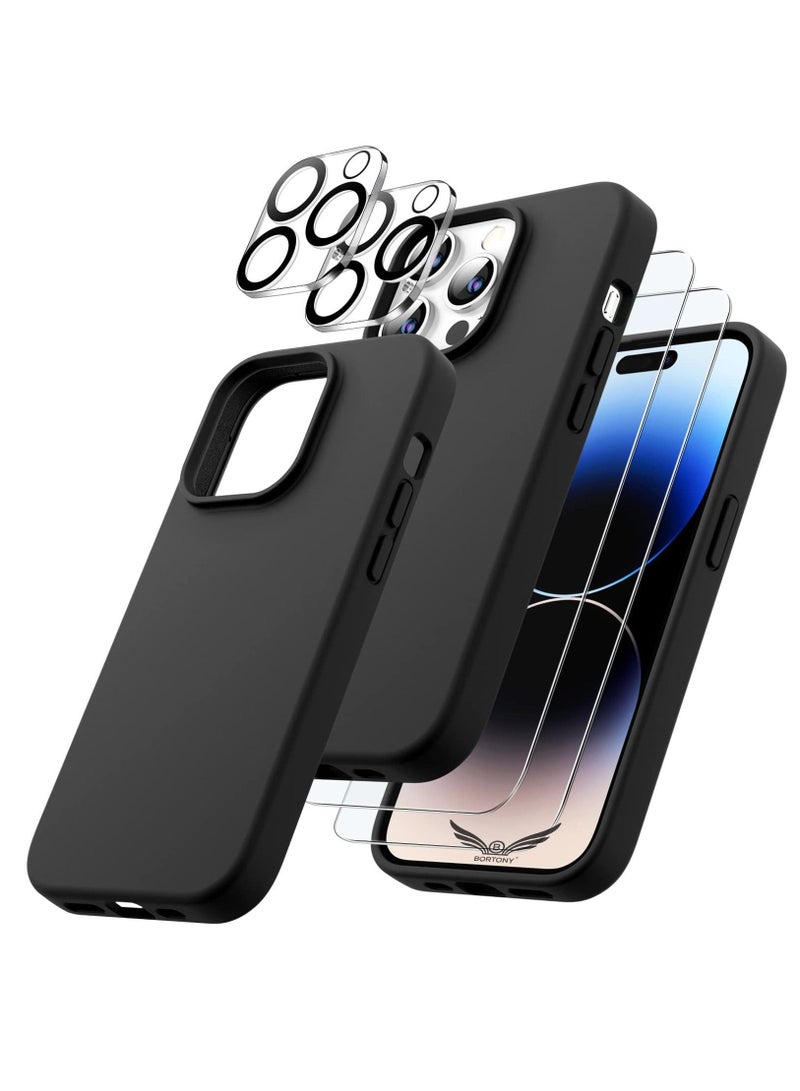 Captaintech iPhone 15 Pro Cover with 2 Pack Screen Protector + 2 Pack Camera Lens Protector Liquid Silicone Full Body Protection Shockproof Drop Protection Case 6.1 inches - Image 1