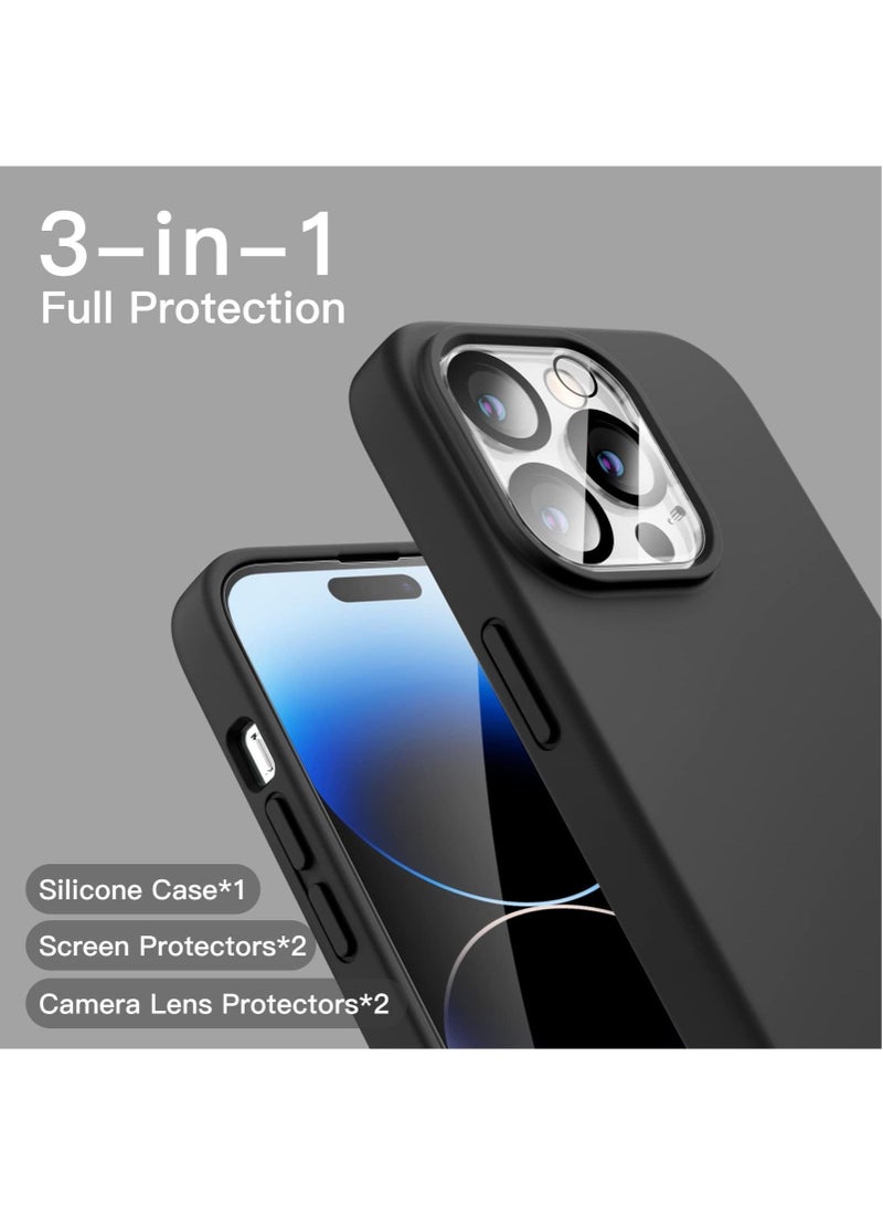 Captaintech iPhone 15 Pro Cover with 2 Pack Screen Protector + 2 Pack Camera Lens Protector Liquid Silicone Full Body Protection Shockproof Drop Protection Case 6.1 inches - Image 2