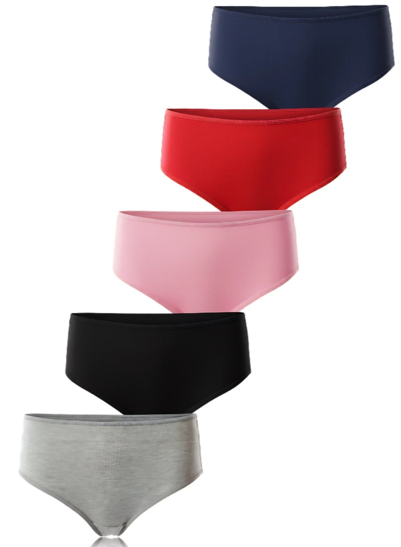 Mesery Bundle OF Five Brief Smooth Cotton Hipster Panties Multicolour - Image 1