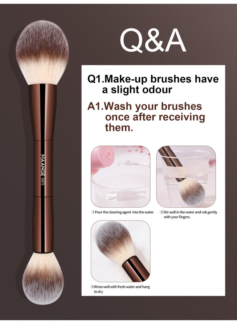 MAANGE مجموعة فرش المكياج، 15 قطعة فرش مكياج احترافية فرشاة الأساس ظلال العيون فرشاة أحمر الخدود، فرشاة كابوكي للسفر خافي العيوب فرشاة بودرة الوجه مجموعة فرش مكياج العين (بني) - Image 3
