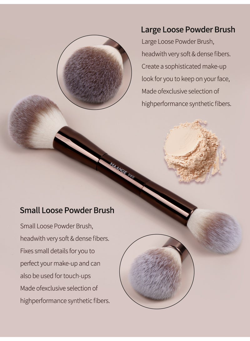 MAANGE مجموعة فرش المكياج، 15 قطعة فرش مكياج احترافية فرشاة الأساس ظلال العيون فرشاة أحمر الخدود، فرشاة كابوكي للسفر خافي العيوب فرشاة بودرة الوجه مجموعة فرش مكياج العين (بني) - Image 4