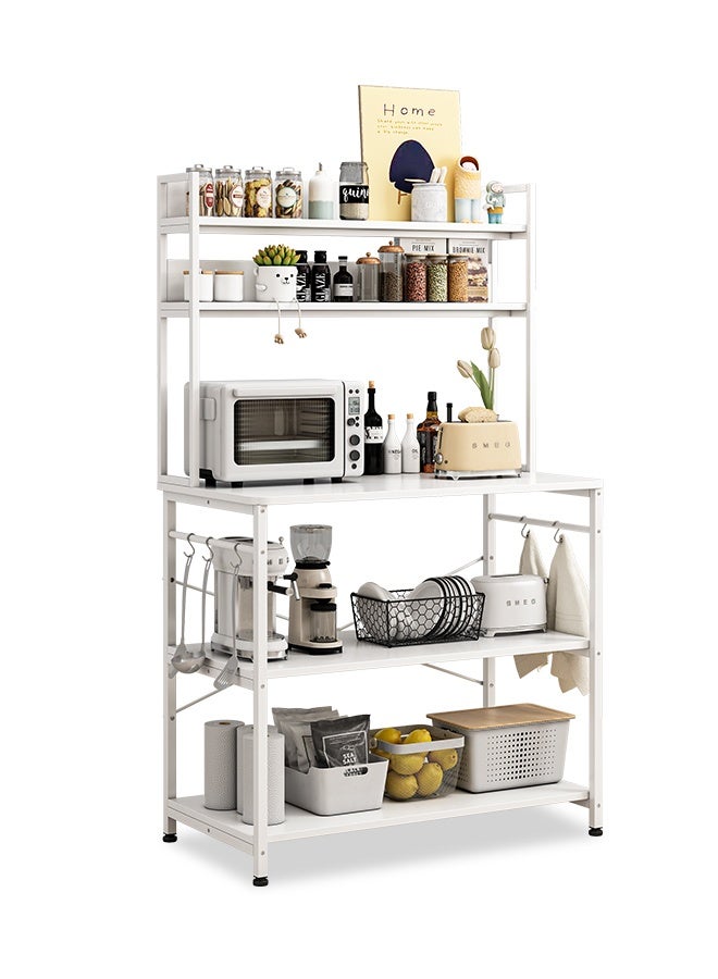 5-Tier Kitchen Storage Shelf with Heavy-Duty Metal Frame & High-Density Board - Space-Saving Organizer for Cookware, Pans, and Pantry Items