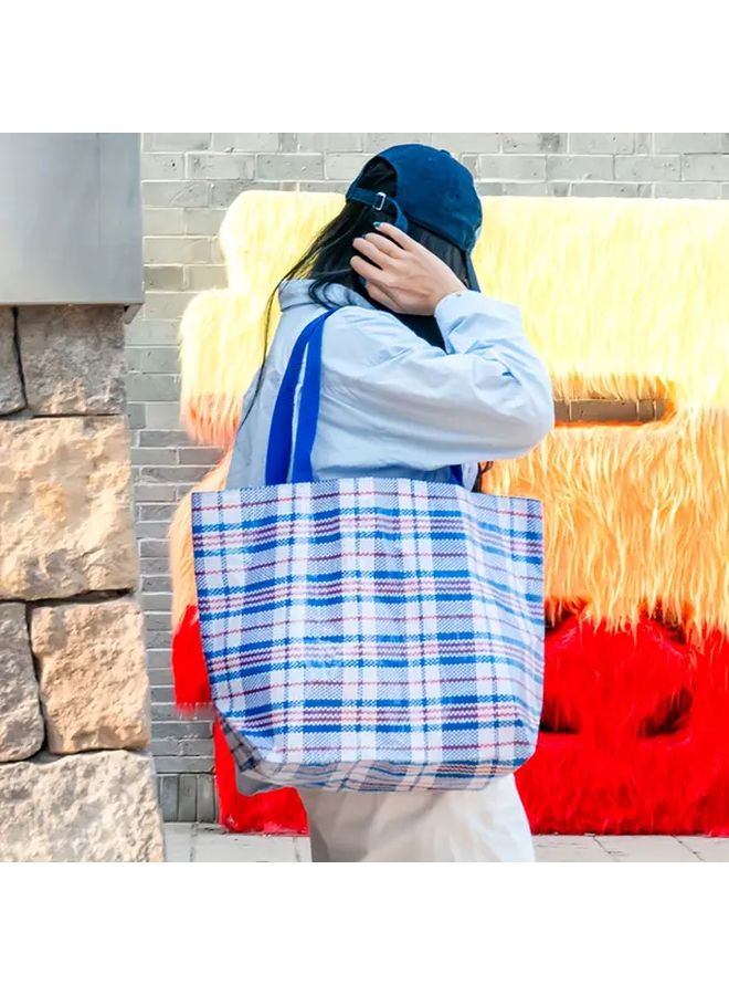 Classic Blue Foldable Shopping Bag Large Capacity Durable PP Material Reusable For Groceries Travel Storage - Image 4