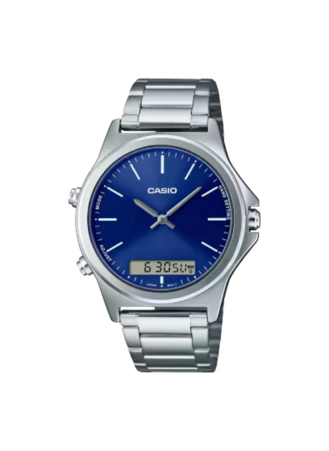 CASIO Men's Analog Digital Display Watch With Silver Stainless Steel Strap - MTP-VC01D-2EUDF