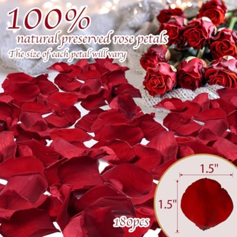 250 PCS Real Red Rose Petals for Wedding Natural Preservation Flower Petals For Flower Girl, Baby Shower, Bridal Shower, Romantic Night, Table Decoration 100g - Image 5