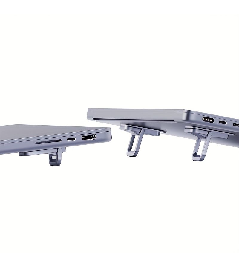 Grey Adjustable Laptop Stand Ergonomic Invisible Riser Cooling Portable Desk Mount Aluminum - Image 5