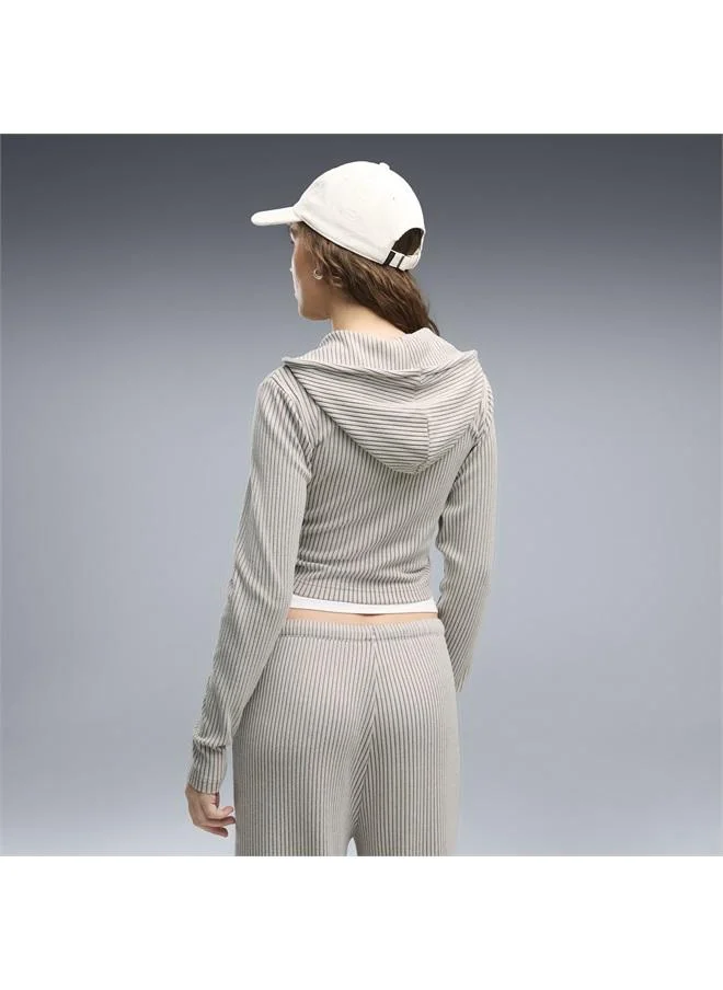 بوما Essentials Ribbed Full-Zip Slim Hoodie Women