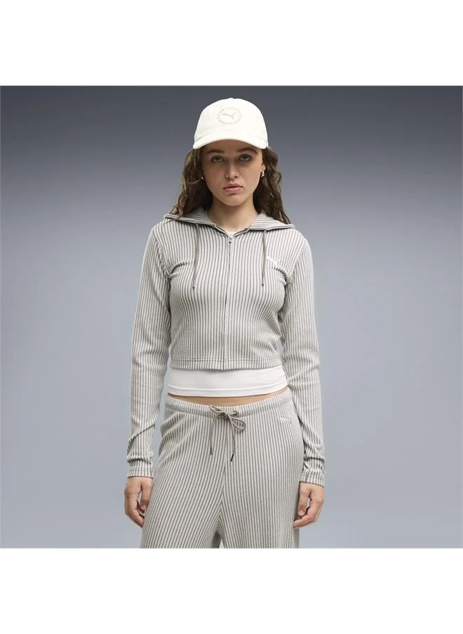 بوما Essentials Ribbed Full-Zip Slim Hoodie Women