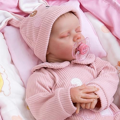 Aori Reborn Baby Dolls Girl - 18'' Realistic Sleeping Newborn - Lifelike Hand-Painted Vinyl Baby Doll with Doll Accessories Set - Weighted Body for Cuddling, for Collectors & Kids 3+ - Image 2