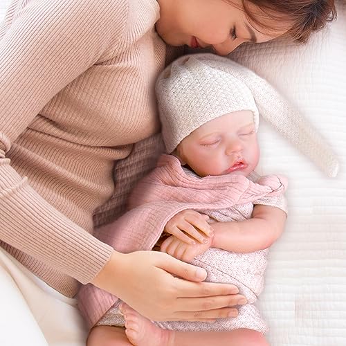 Aori Reborn Baby Dolls Girl - 18'' Realistic Sleeping Newborn - Lifelike Hand-Painted Vinyl Baby Doll with Doll Accessories Set - Weighted Body for Cuddling, for Collectors & Kids 3+ - Image 5