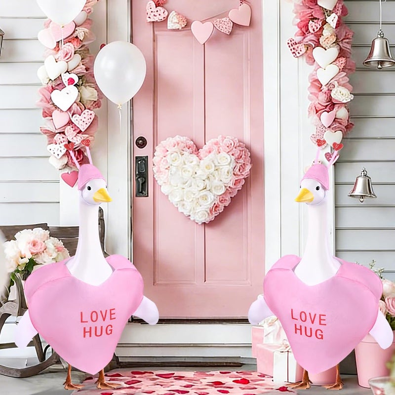 Teeanzo Valentine's Day Goose Outfit for 23" Porch Goose Holiday Pink Red Heart Cloths Costume Valentines Party Outdoor Garden Patio Yard Lawn Art Decoration(Love Hug) - Image 5