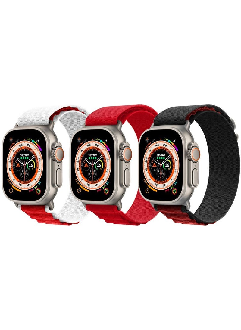 CATANES - 3 Pack For Apple Watch Band 49mm 45mm 44mm 42mm Alpine Loop Band Women Men Adjustable with Metal G-Hook Strap for iWatch Ultra Series SE 8/7/6/5/4/3/2/1 Multicolour - Image 1