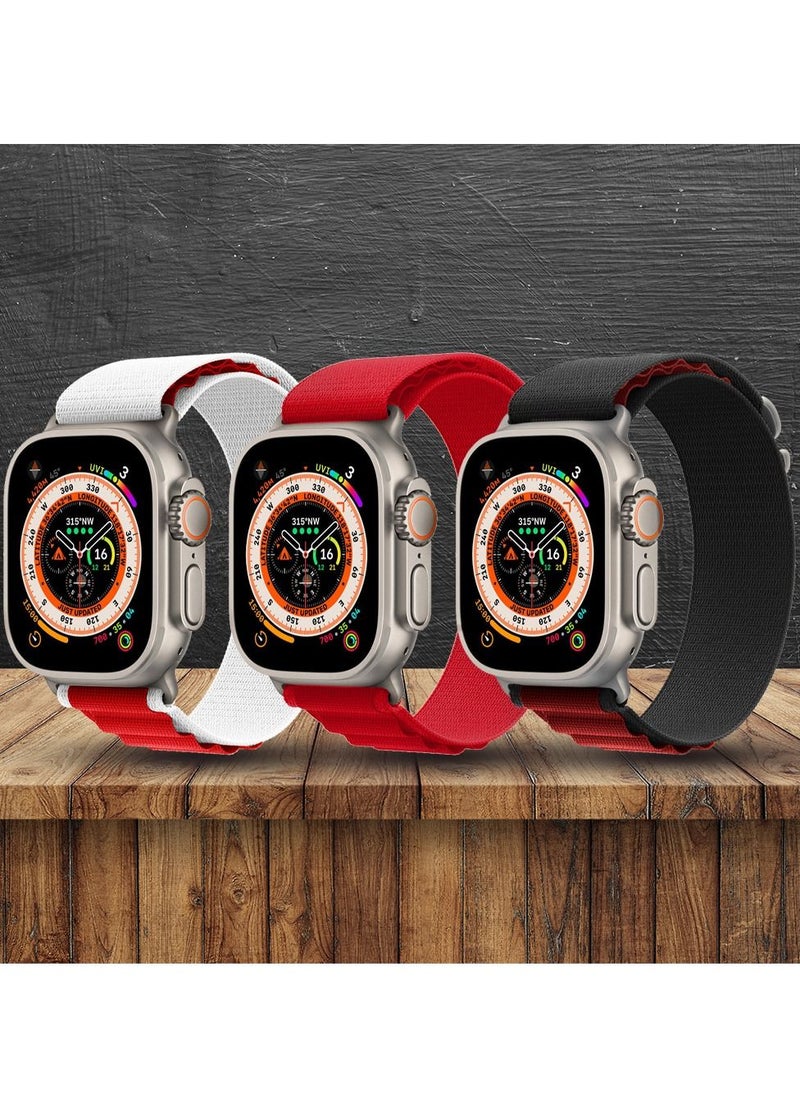 CATANES - 3 Pack For Apple Watch Band 49mm 45mm 44mm 42mm Alpine Loop Band Women Men Adjustable with Metal G-Hook Strap for iWatch Ultra Series SE 8/7/6/5/4/3/2/1 Multicolour - Image 1