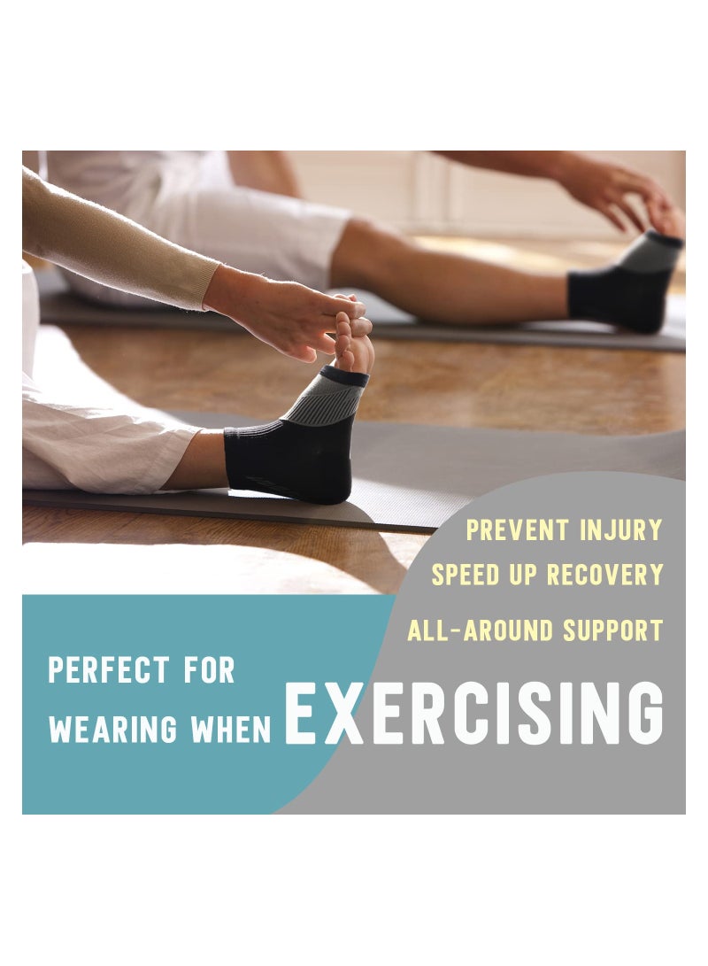 KASTWAVE Ankle Compression Sleeve for Women Men 20-30 mmHg Foot Sleeves for Ankle Heel Support Injury Recovery for Sports Achilles Ankle Protection for Running Cycling Dancing Ankle Sports Socks (Black M)  - Image 2